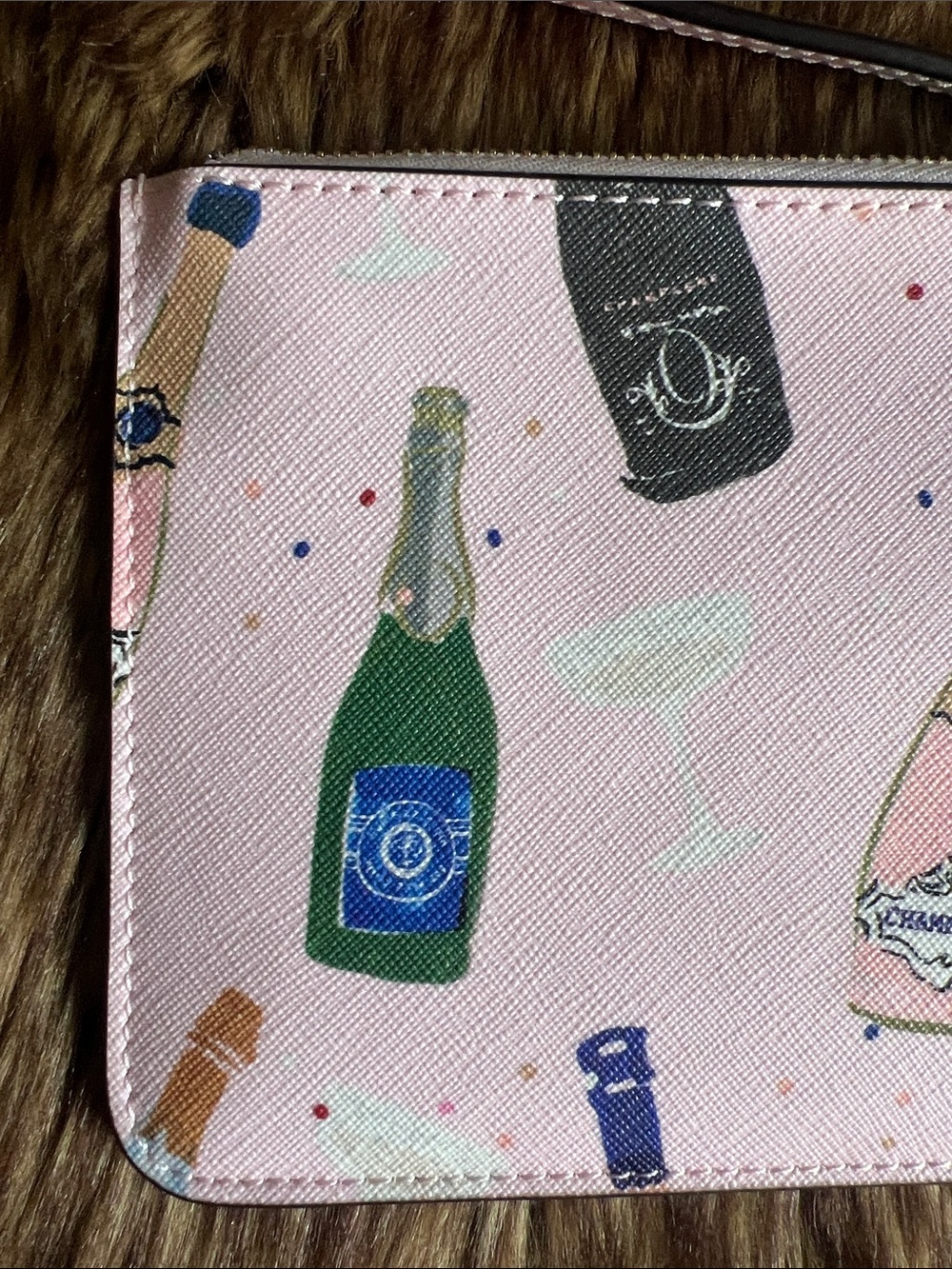 NWOT Kate Spade Pink Champagne Bottle Wristlet Clutch - Picture 5 of 9